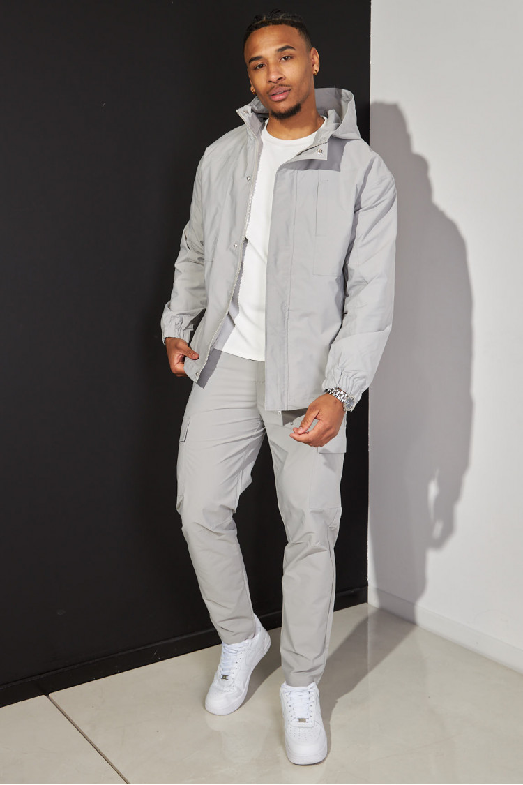 Ensemble 2 pièces veste + pantalon gris à capuche