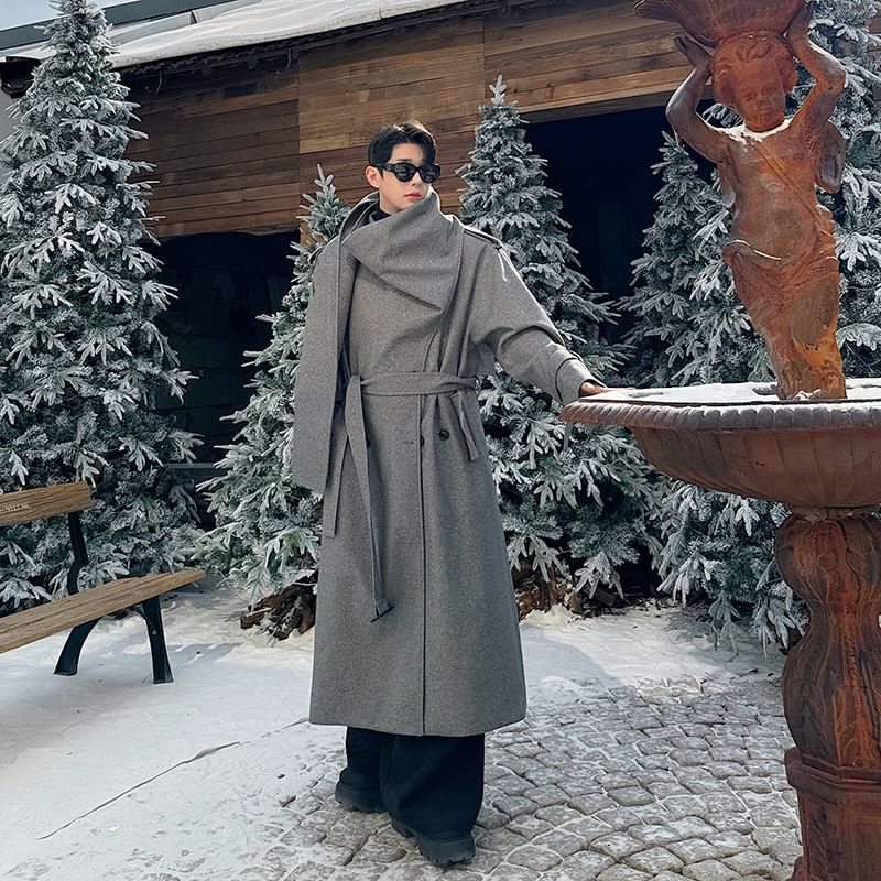 Freehop - Trenchcoat met lange mouwen en effen kleur
