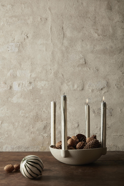Ferm Living Bowl kandelaar L keramiek beige