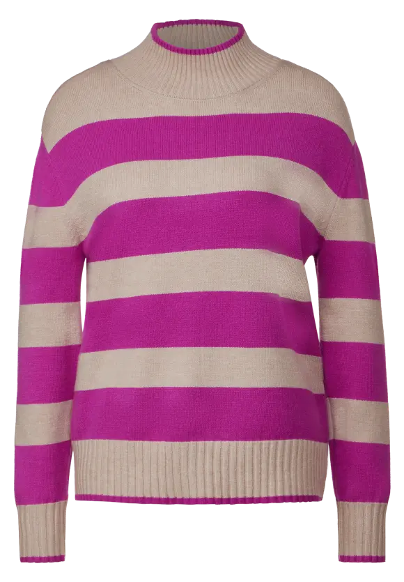 Streifen Strickpullover - purple cozy pink