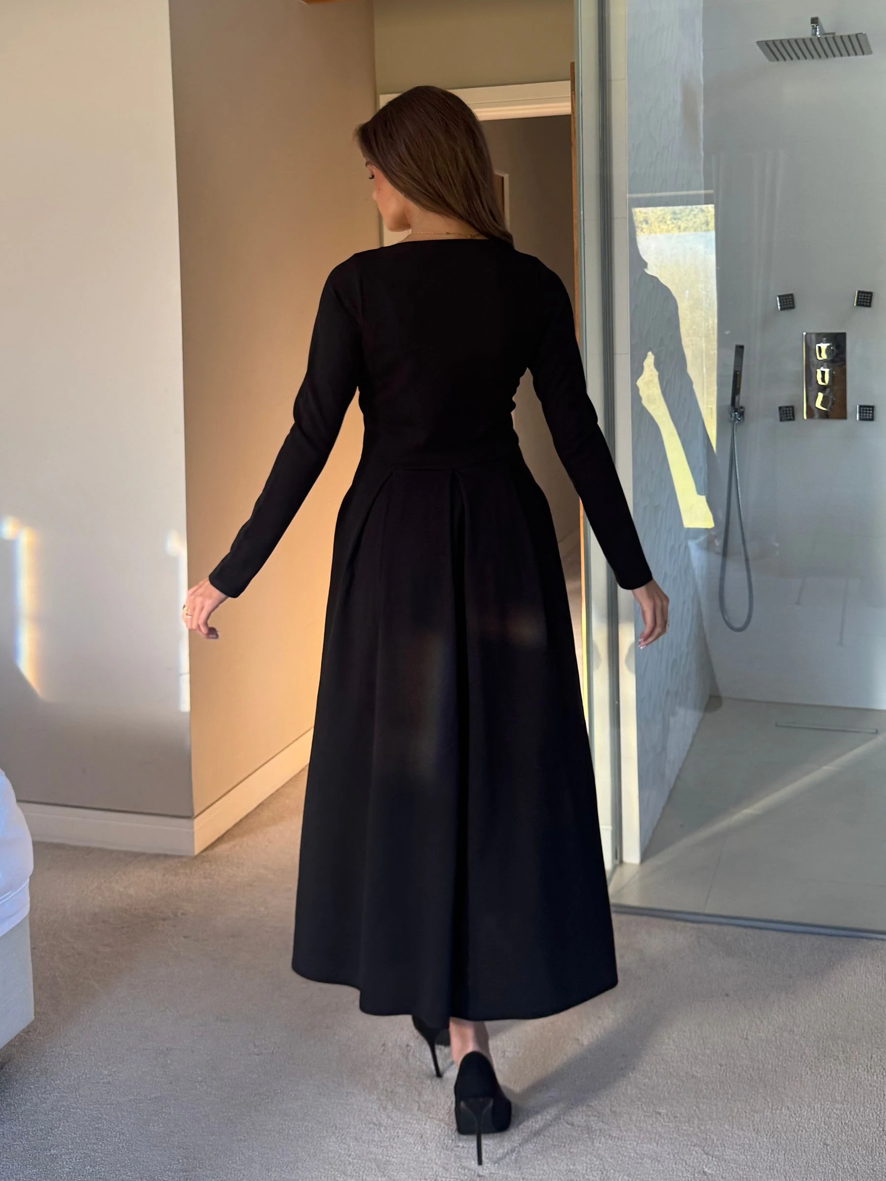 Girl In Mind Evie Square Neck Long Sleeve Midi Dress