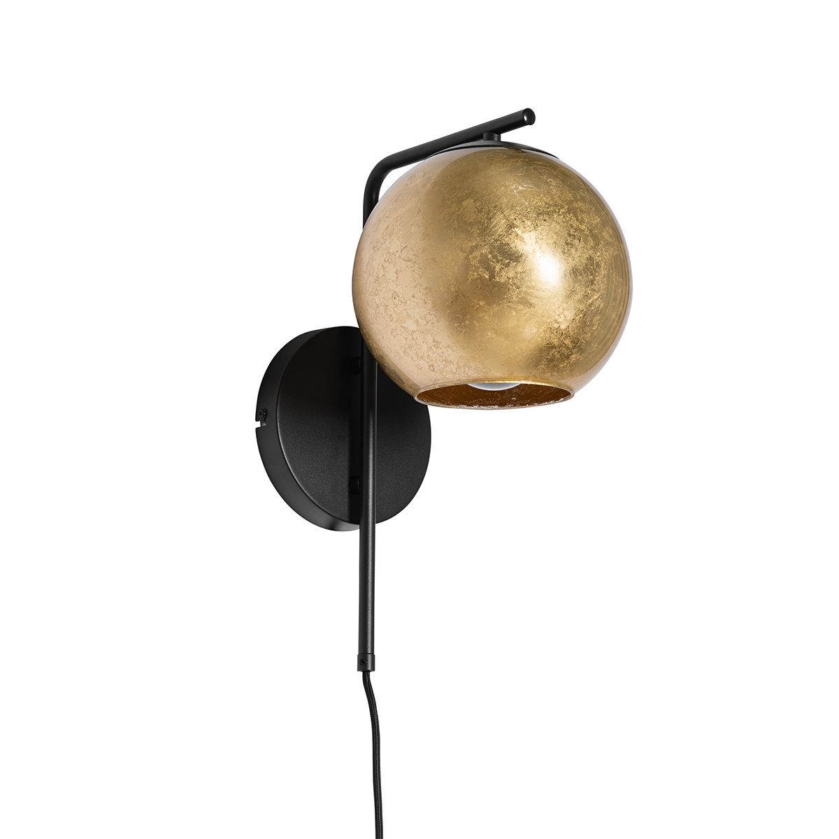 Design wandlamp zwart met goud glas - Bert