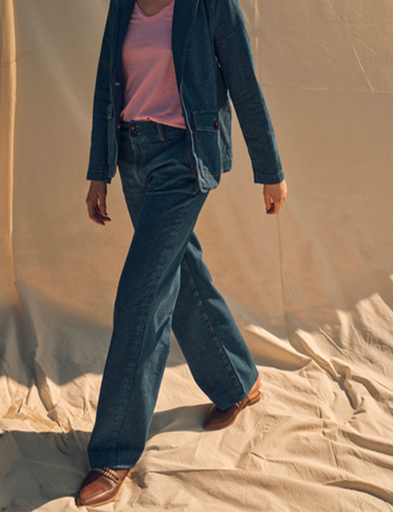 MOS MOSH PANTALON FEMME DROIT RELEE DENIM