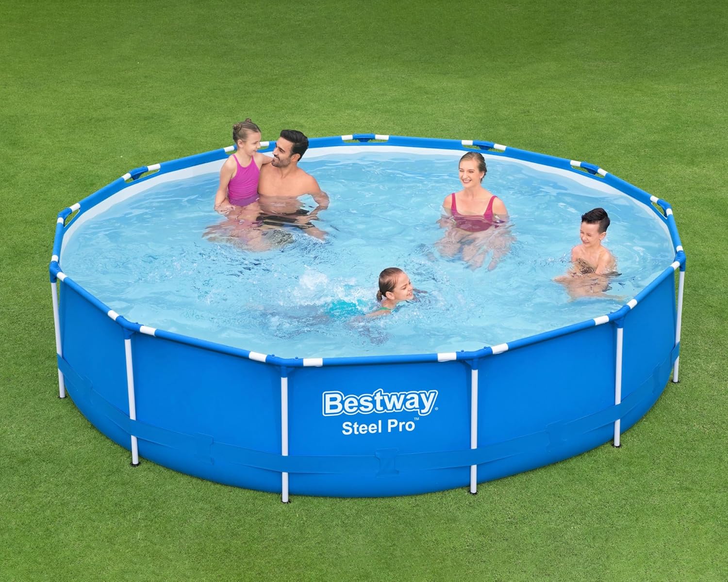 Bestway Steel Pro Frame Pool-Set mit Filterpumpe Ø 396 x 84 cm, blau, rund