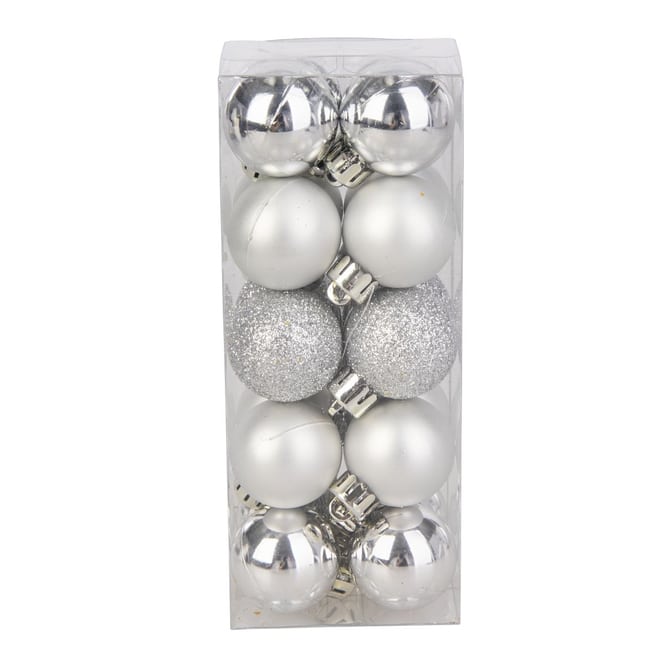 Christbaumkugeln - bruchfest - silber - ca. 3 cm - 20 Stück