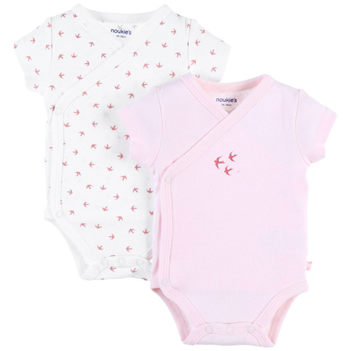 NoukiesNoukies   2er Kurzarmbody gekreuzt weiss/rose 12M