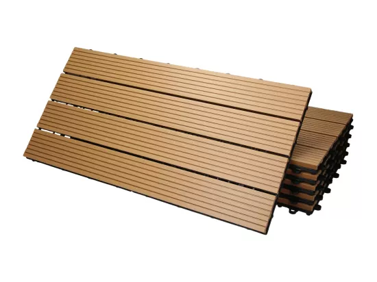 Carreaux WPC aspect bois 60x30cm 5 m² dalles de sol teck terrasse patio balcon