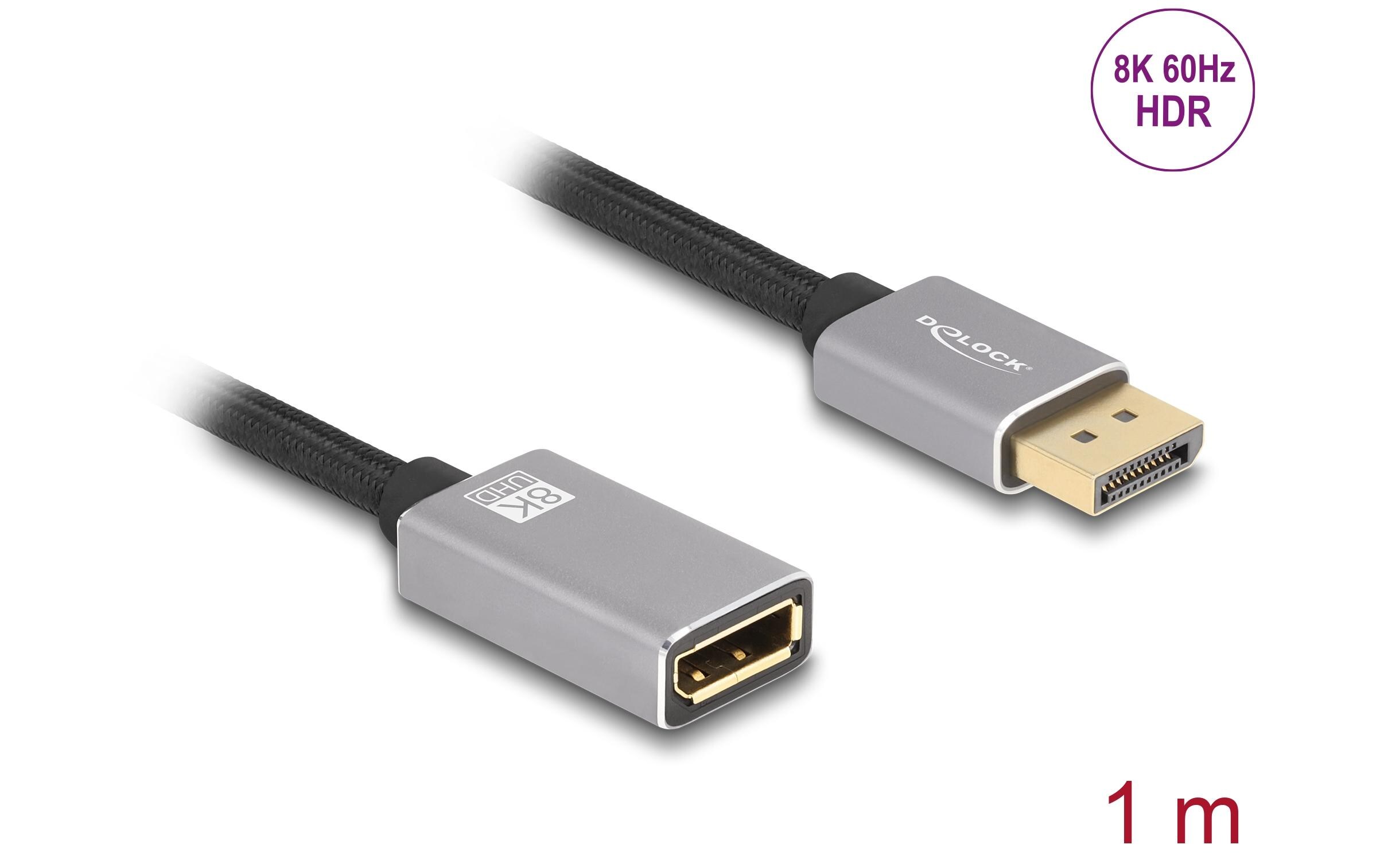 Verlängerungskabel 8K 60 Hz DisplayPort - DisplayPort, 1 mDelock DisplayPort Verlängerungskabel 8K 60 Hz 1 m