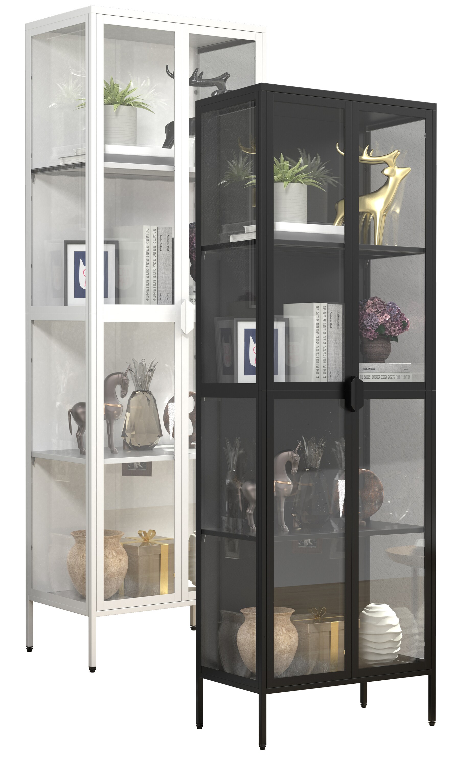 VCM Stahl Glas Vitrine Sammelvitrine Glasvitrine Schaukasten Standvitrine 180x60x35 Floka XXL