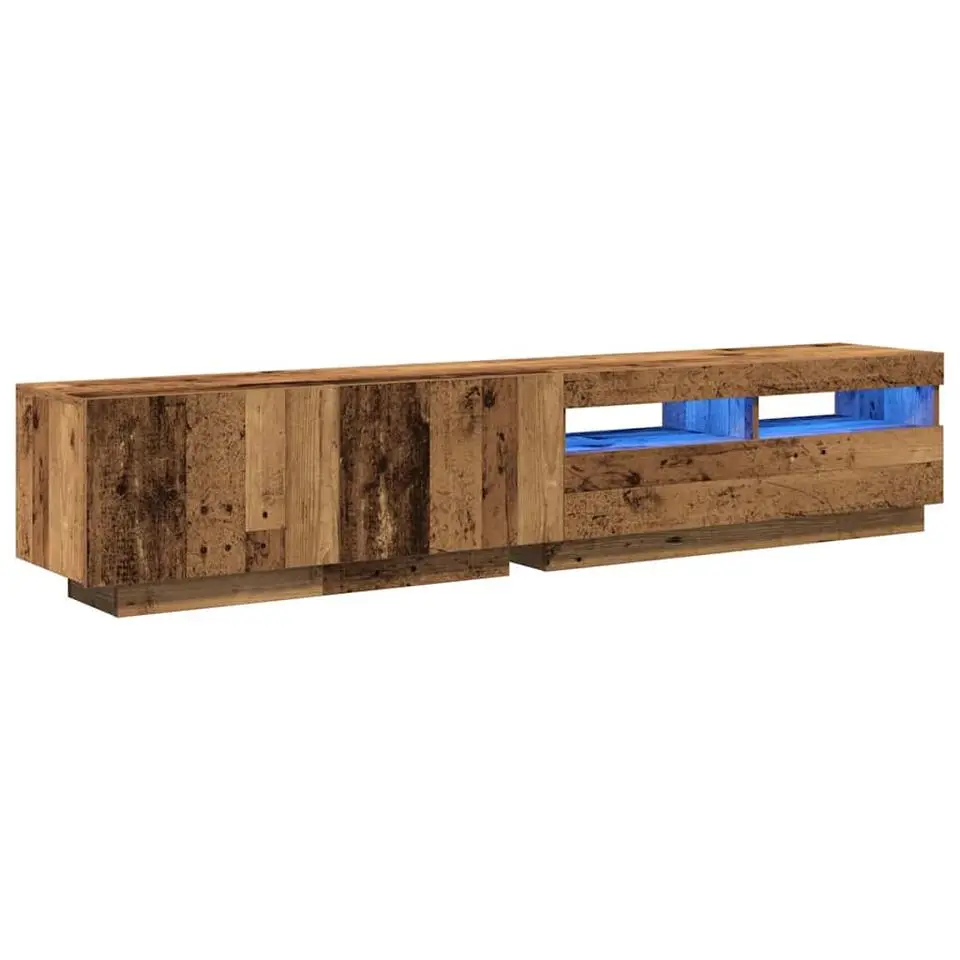 vidaXL - 2-delige TV-meubel - LED-verlichting - Oud hout - 200x35x40 cm