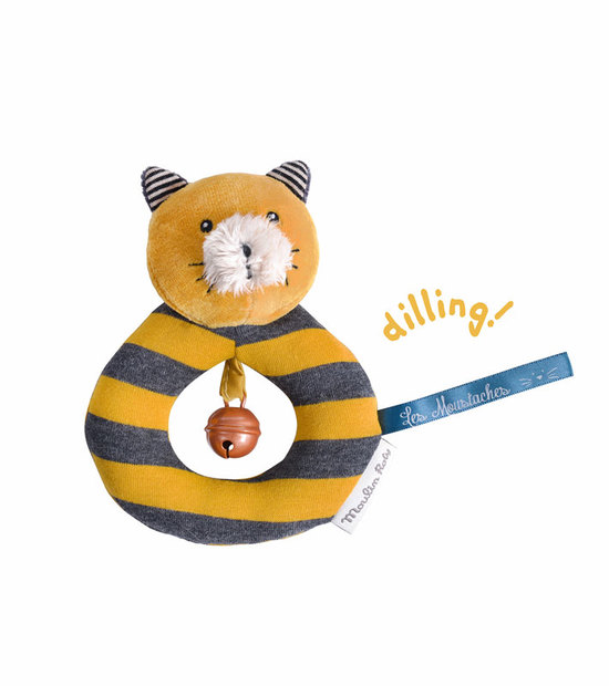 Anneau-hochet chat moutarde Lulu Les Moustaches - MOULIN ROTY