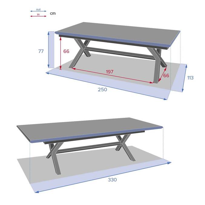 Table de jardin extensible AXIOME Effet bois Lin & Blanc