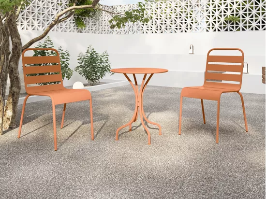 Lot de 2 chaises de jardin empilables en métal - Orange clair - MIRMANDE de MYLIA