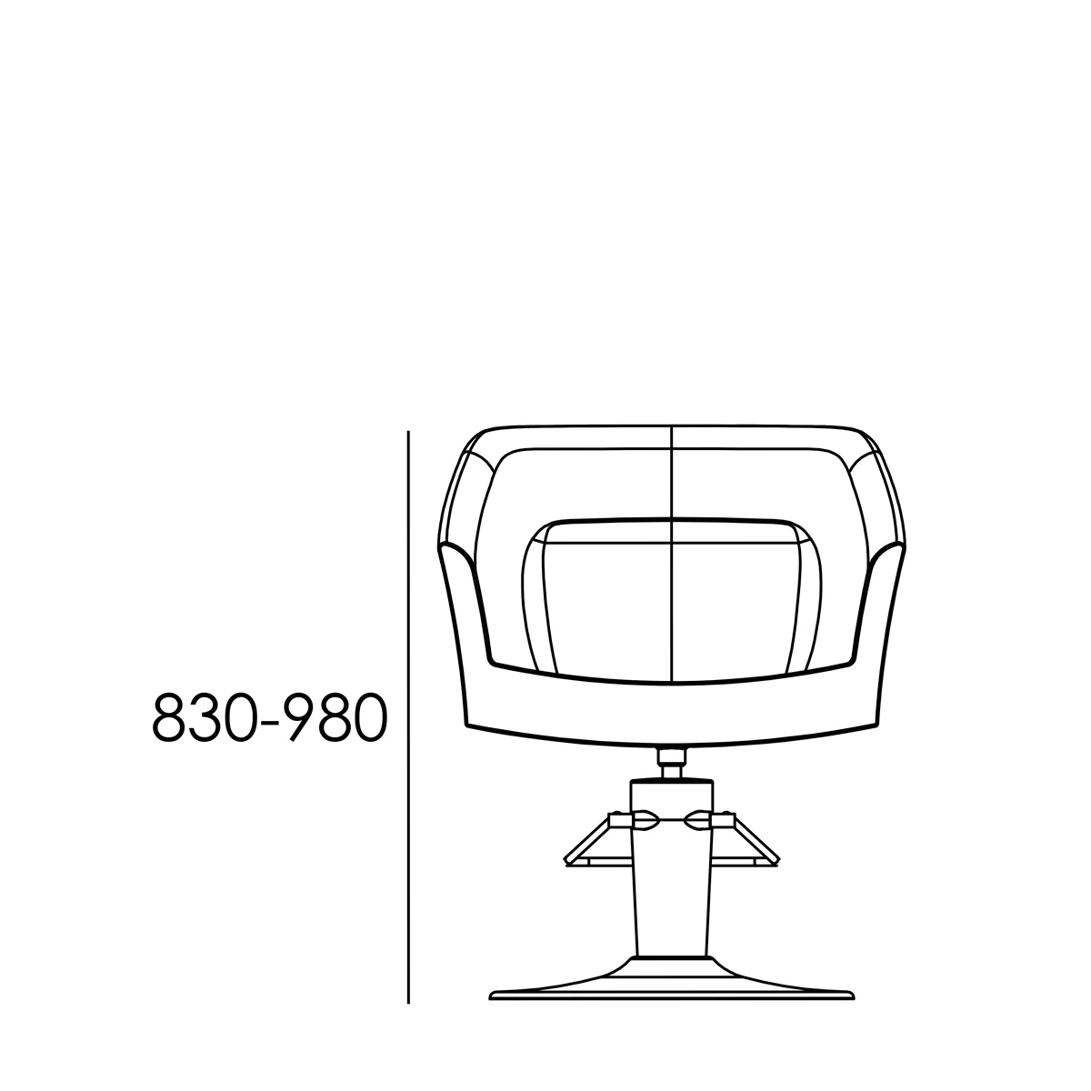 Fauteuil GALA base ronde skaï noir 008C