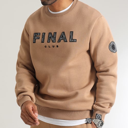 Sweat Crewneck Broderie Damier 1128 Camel