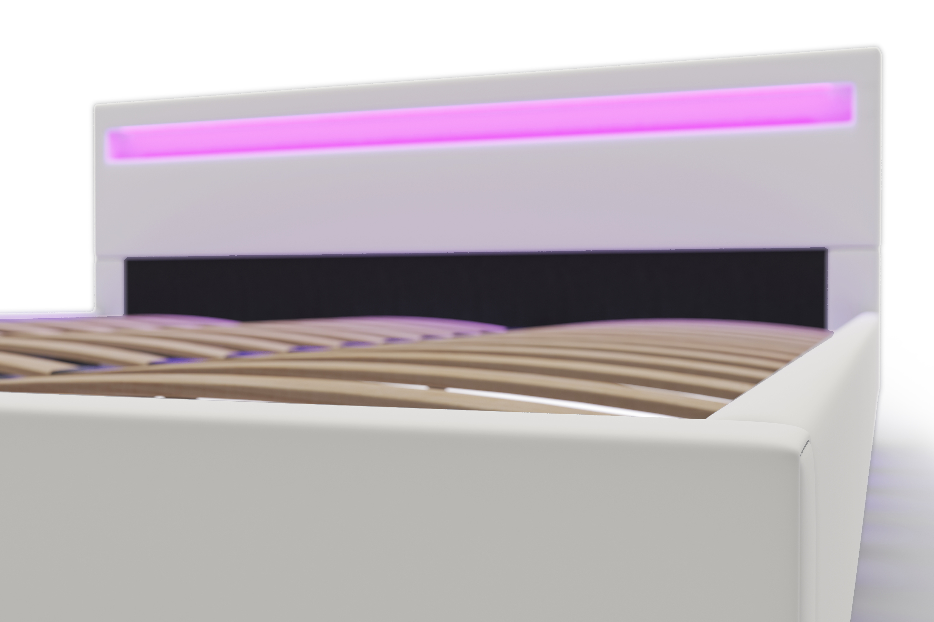 Lederbett LED DREAM 180 x 200 cm weiss