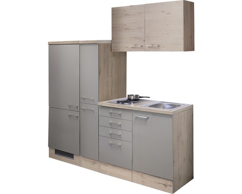 Flex Well enkele keuken met apparatuur Riva 190 cm kwartsiet cubanit san remo licht mat eiken gedemonteerd omkeerbaar versie 00010771