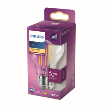 Philips LED peer E27 60W filament helder niet dimbaar