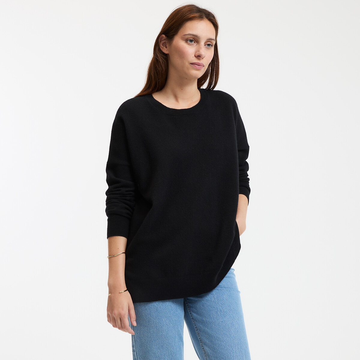 COLEÇÕES LA REDOUTE<br>Suéter de cashmere, gola redonda, modelagem ampla