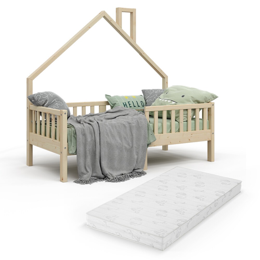 VitaliSpa Hausbett Kinderbett Spielbett Noemi 80x160cm inkl. Matratze natur