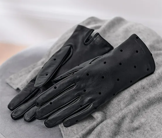 Lederhandschuhe mit Flockprint