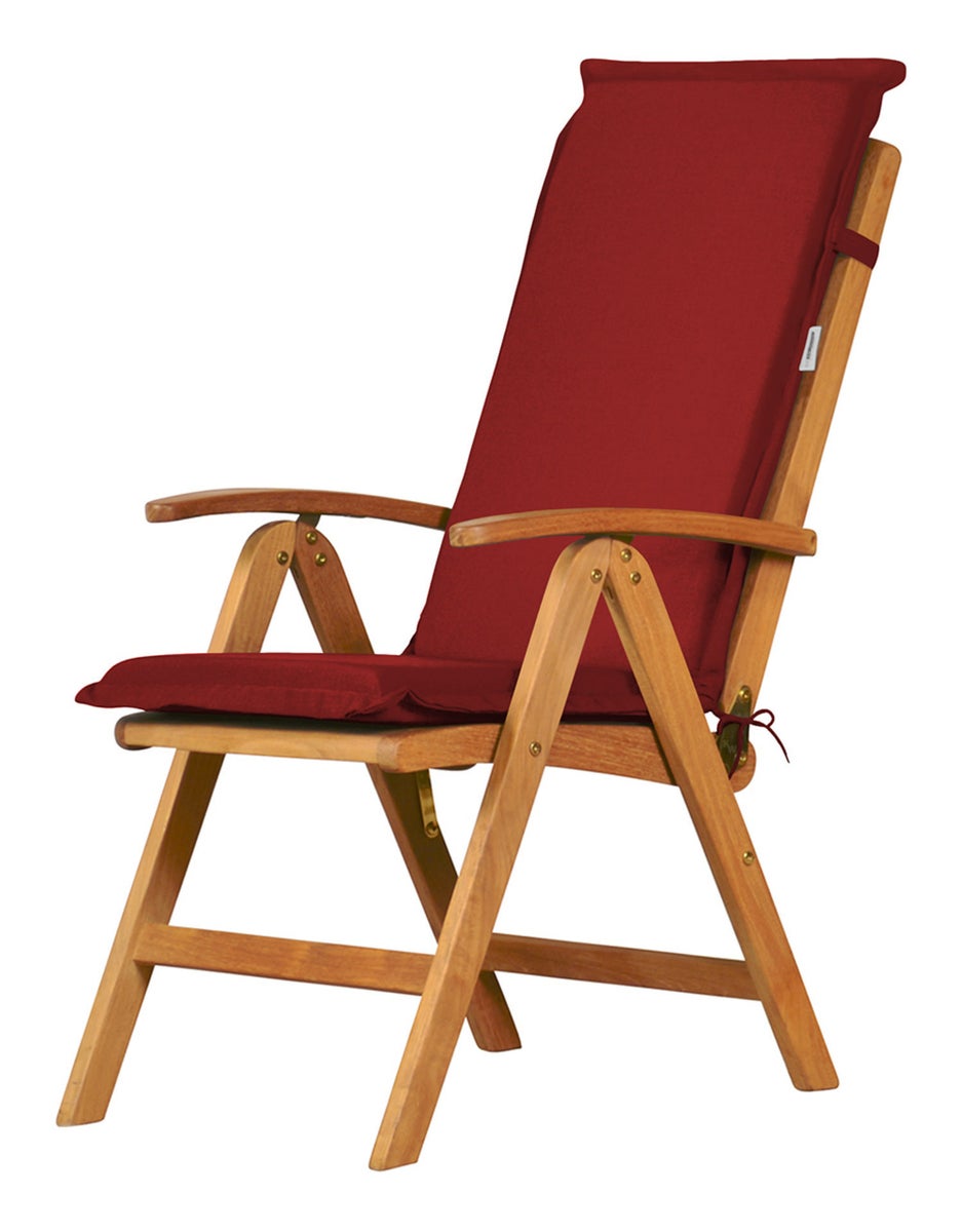 Tuinstoelkussen, hoge rugleuning, bordeauxrood, premium kwaliteit, wasbaar, Made in Germany