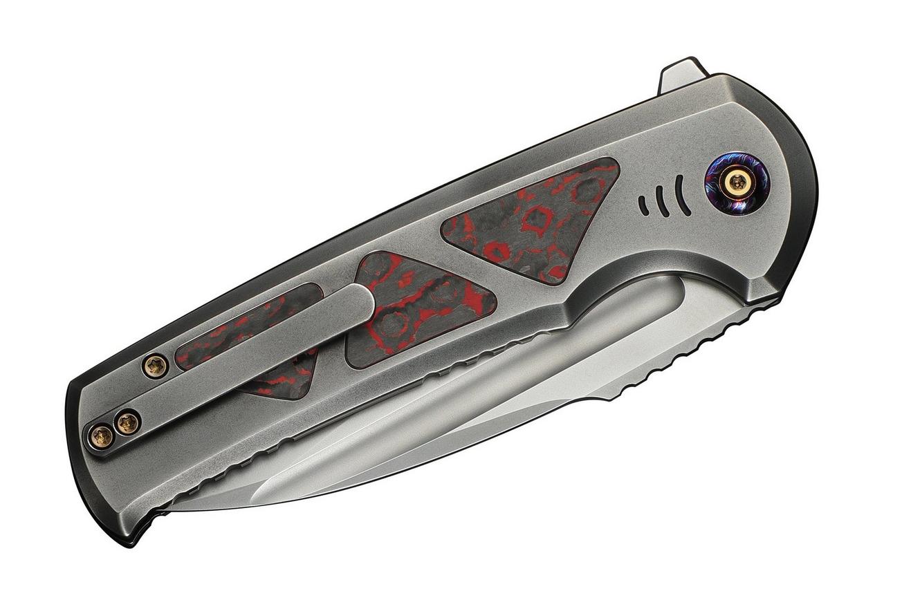 WE Knife Sylox WE24027-3 Bead Blasted, Polished Gray Titanium Lava Flow Fat Carbon Inlay, zakmes