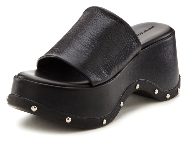 French Connection Pantolette  Mule, Sandale, offener Schuh aus Leder mit modischer Plateausohle