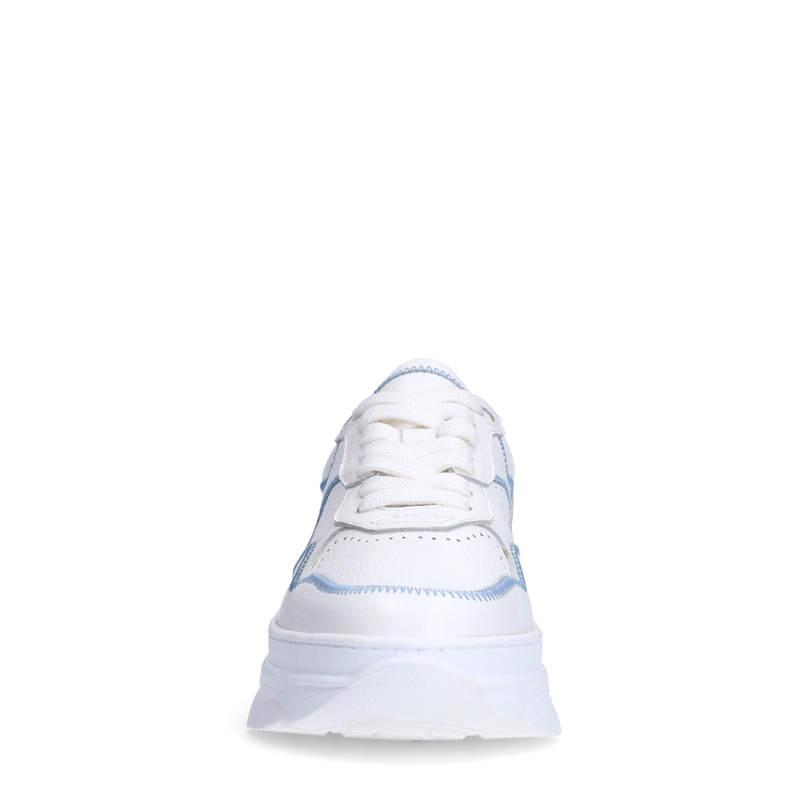 Witte leren sneakers met denim details