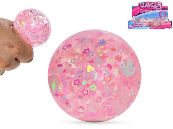 Hipo Squeeze ball glitterblomst 6cm 12/pakning 621220