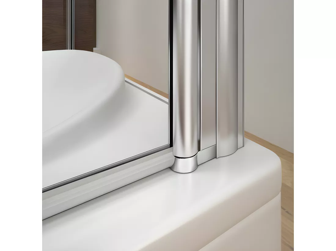 Pare-baignoire pivotant et pliant 90x140cm avec paroi fixe 80x140cm, paroi de baignoire en 6mm verre de sécurité