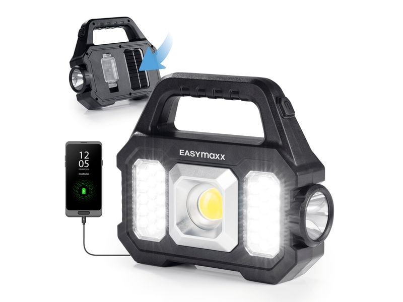 EASYmaxx Arbeitsleuchte Solar-Leuchte 3.7 V Mobile Arbeitsleuchte mit Powerbank