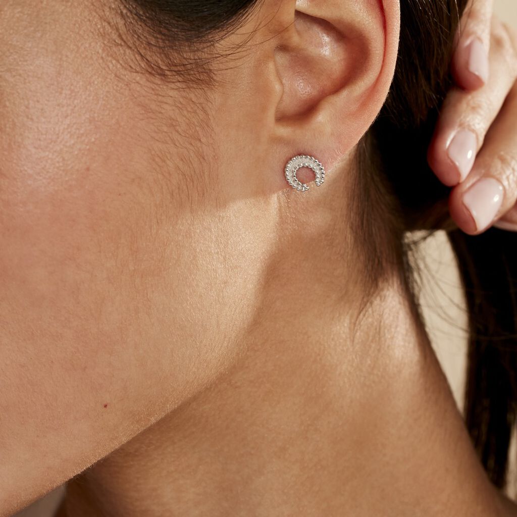 Boucles D'oreilles Puces Vaea Argent Blanc