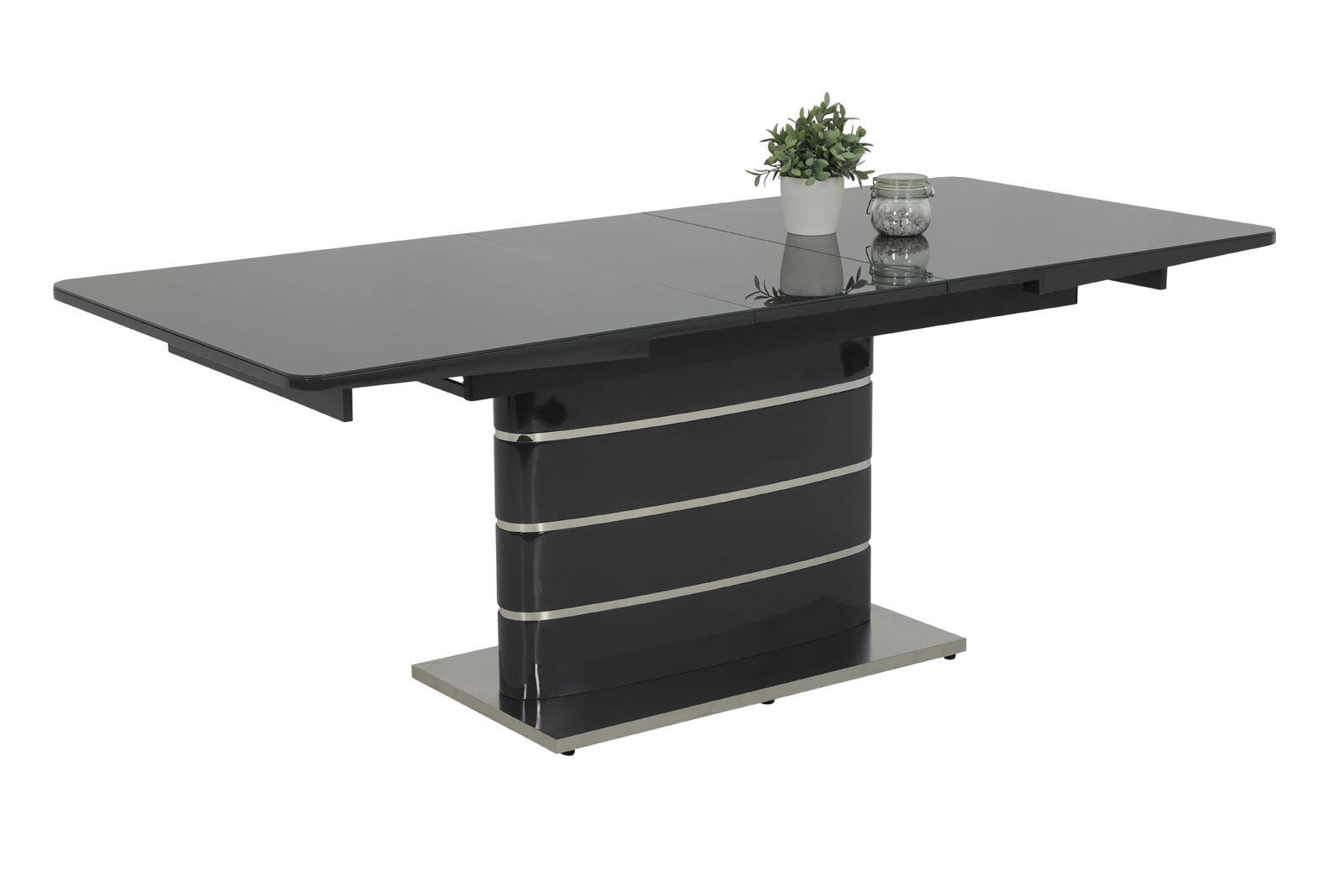 Tisch Sandra Grau/Grauglas 160(200)x76x90 cm