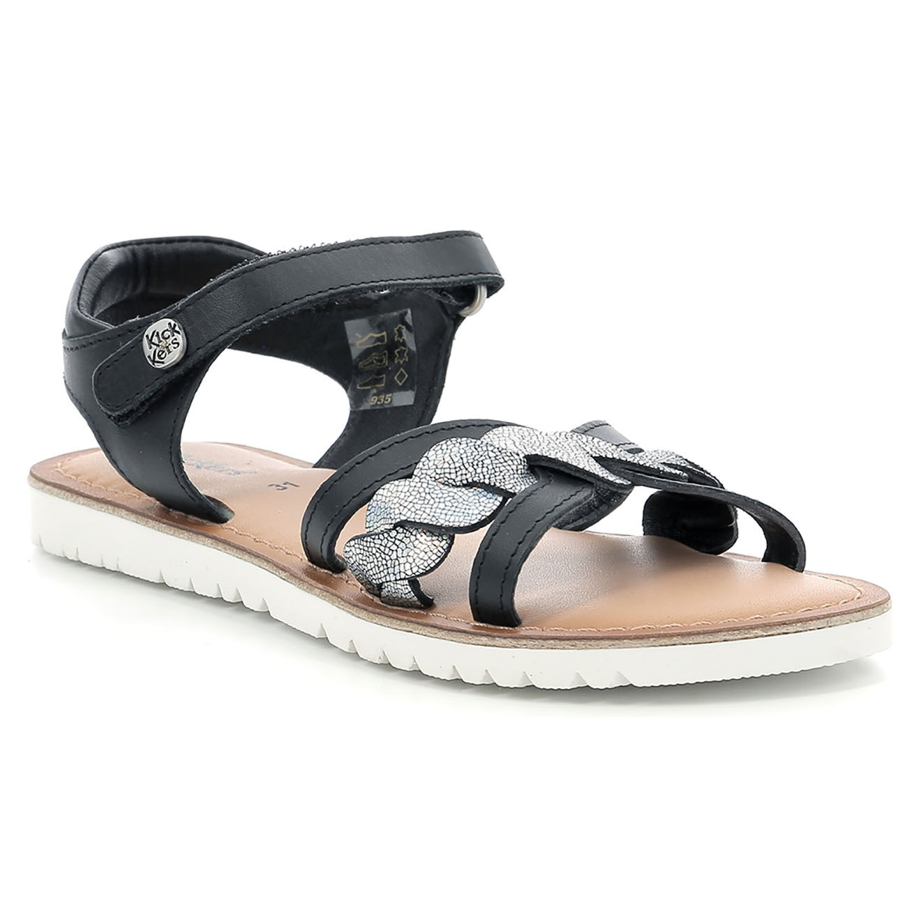 Kickers Sandales en Cuir Betty noir métallisé