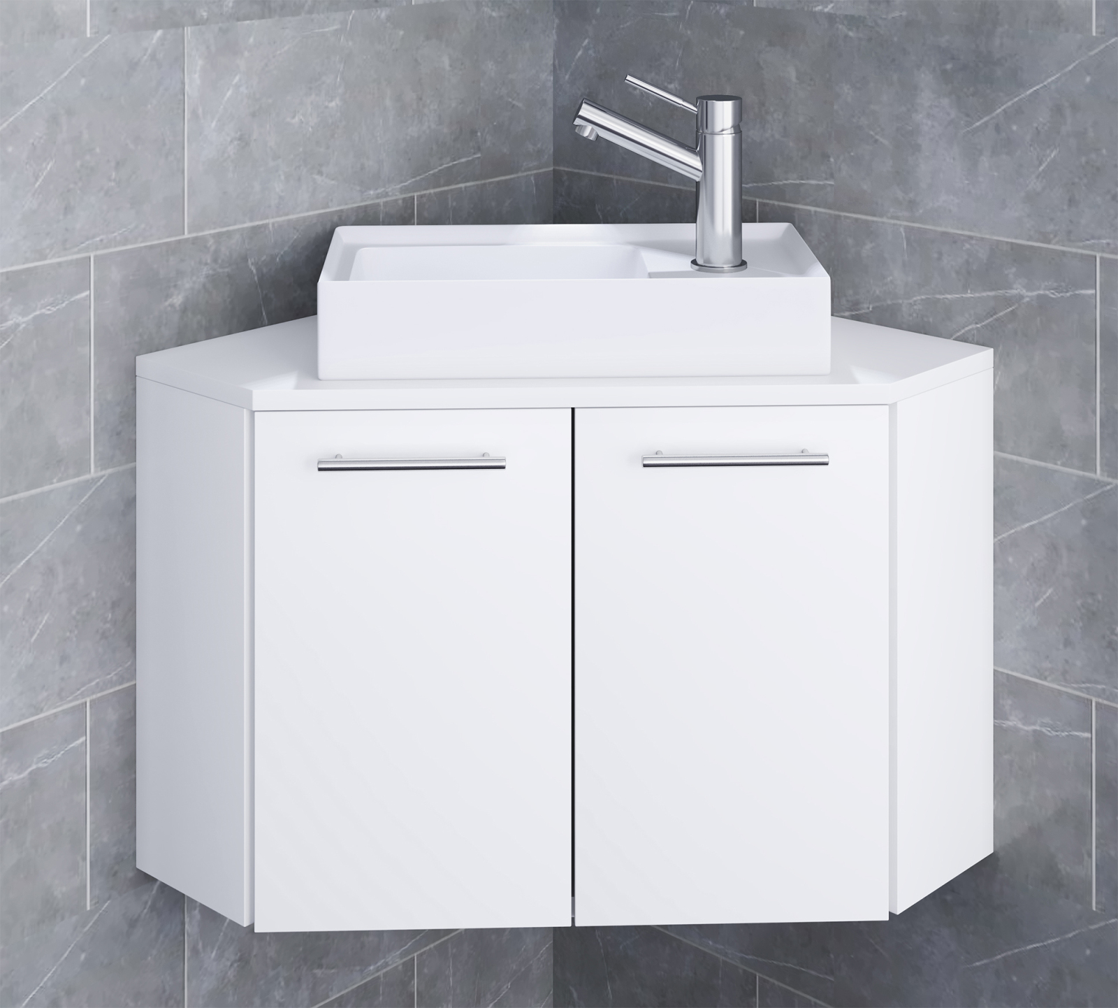 Eck-Waschtisch VILOSA - weiß - 50 cm