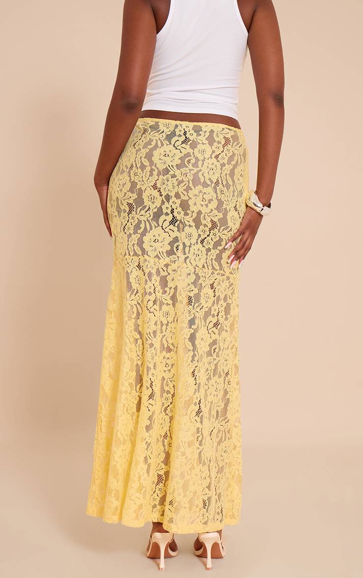 Citron Jupe Longue Transparente En Dentelle Florale