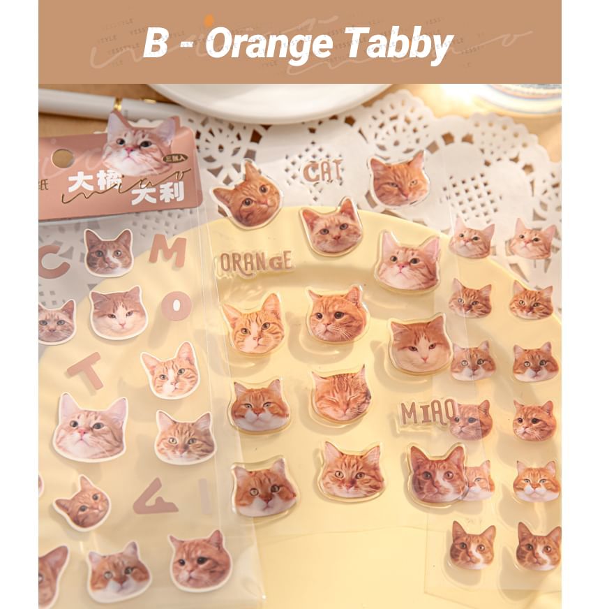 Monez - Kattenkop stickerset (verschillende ontwerpen)