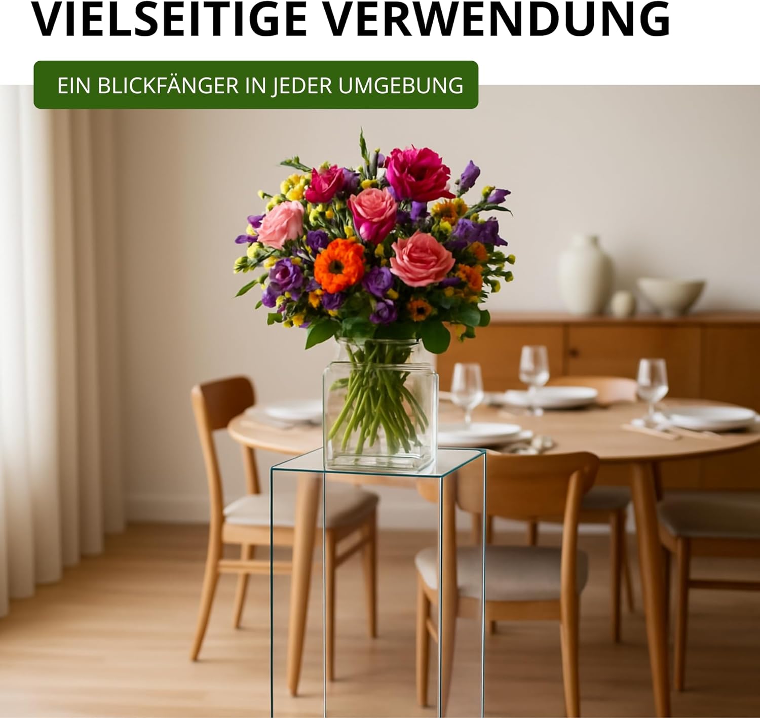StarK Dekosäule aus klarem Arcylglass, Blumenständer (XL = 35x35x100cm Hoch) Blumensäule,Pflanzenständer [belastbar bis 30kg]