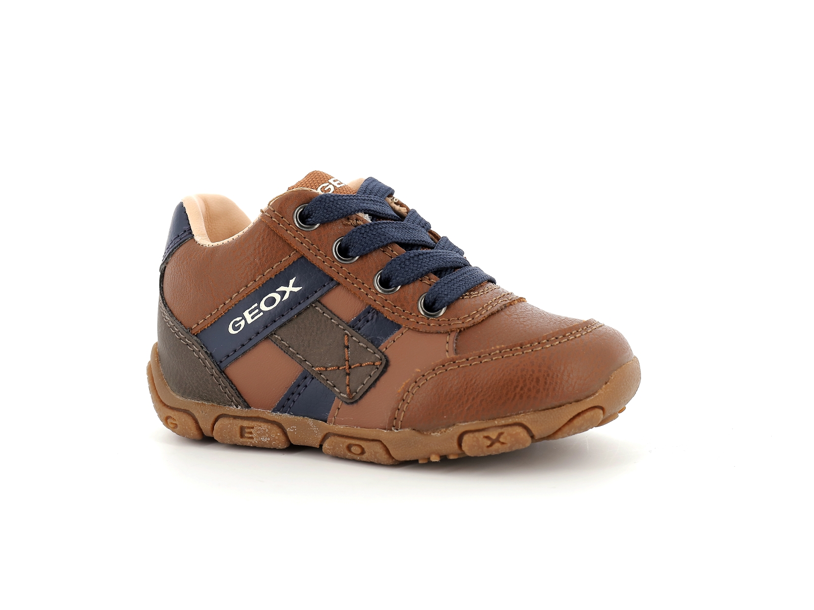 Geox-B BALU BOY-B0436B Cuir Marron Bleu