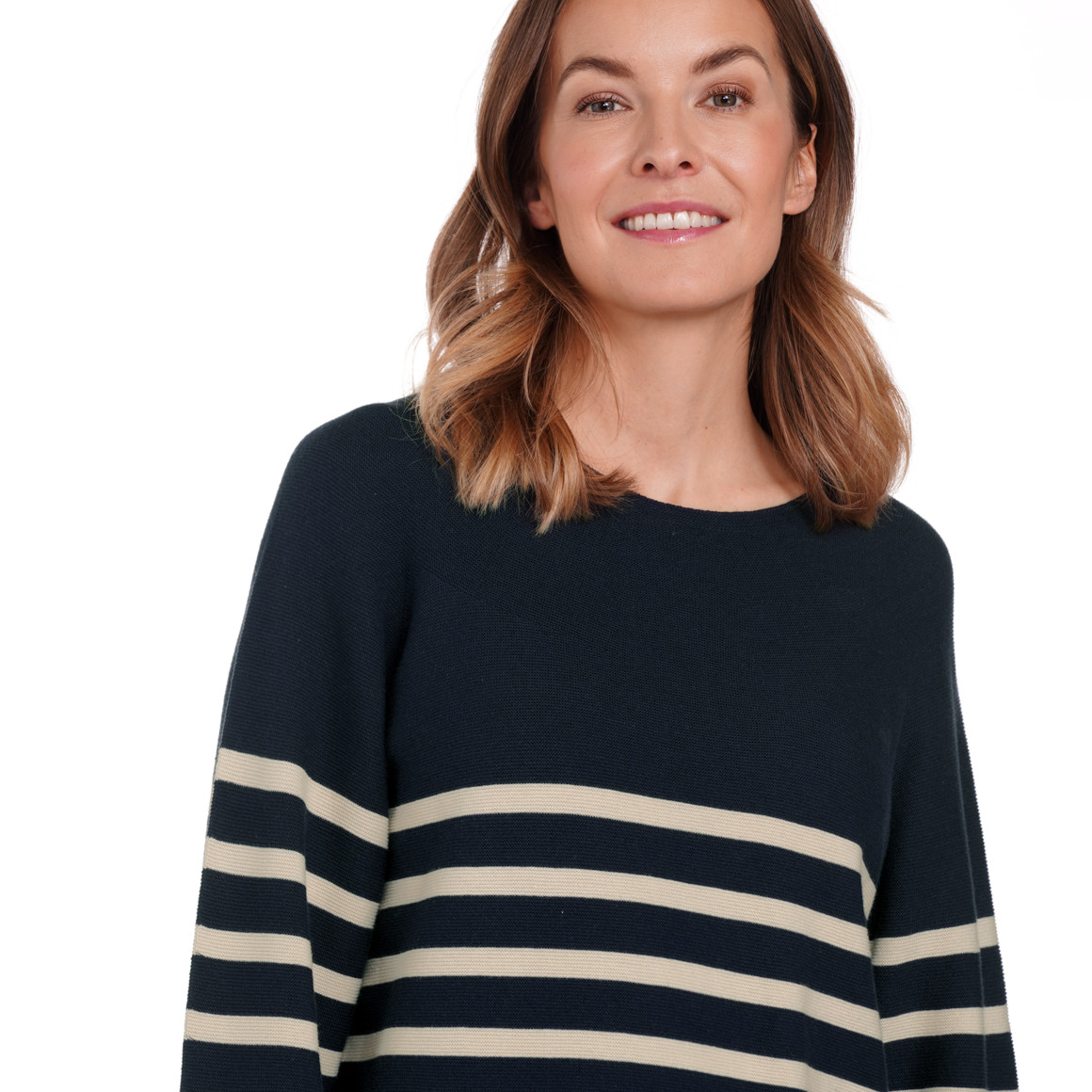Gina Benotti Damen Feinstrickpullover mit Streifenmuster dunkelblau