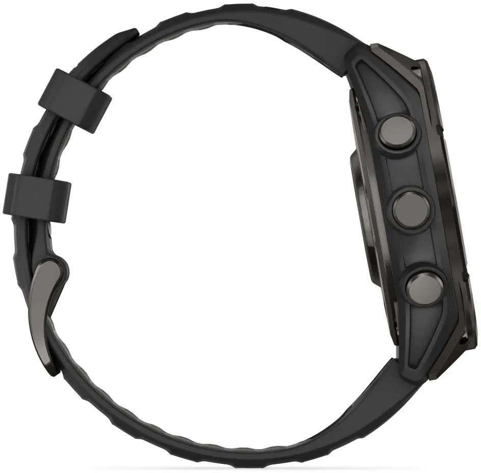 Garmin Fenix 8 Amoled 47mm, Sapphire Carbon Gray DLC Titanium - Black/Pebble Grey Silicone Strap