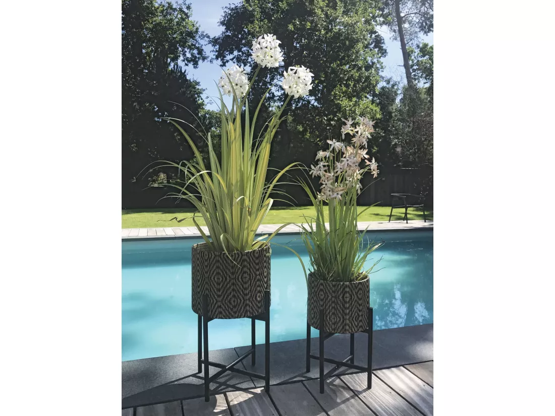 Now's Home - Agapanthe Artificielle A Fleurs Blanche Ds Pot Pot Zinc Ht99cm Agapanth