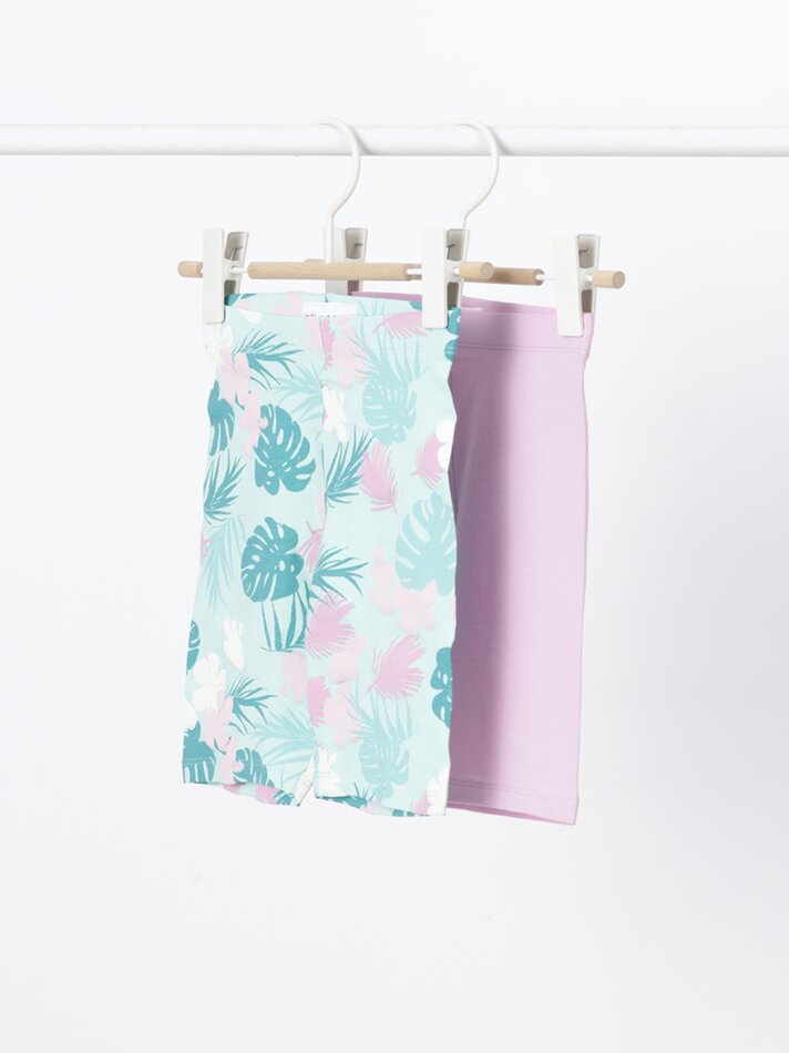 Conjunto com 2 leggings de ciclismo combinadas - Rosa Lilás