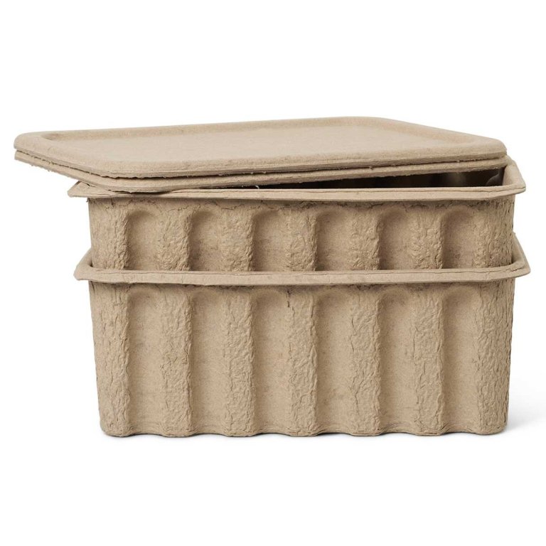 Ferm Living Paper Pulp opbergdozen Large set van 2 Brown