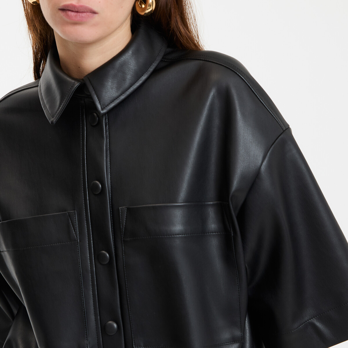 COLEÇÕES LA REDOUTE<br>Vestido curto folgado em couro sintético, modelo Signature SARA