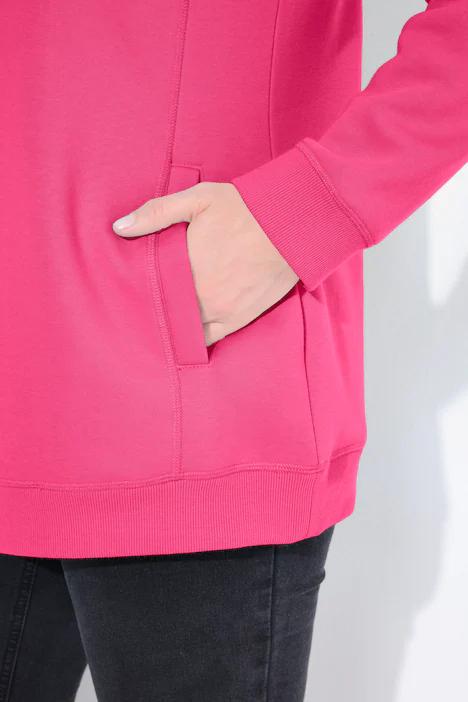 Sweatshirt, weiter Stehkragen, Taschen, Raglan-Langarm, magentapink