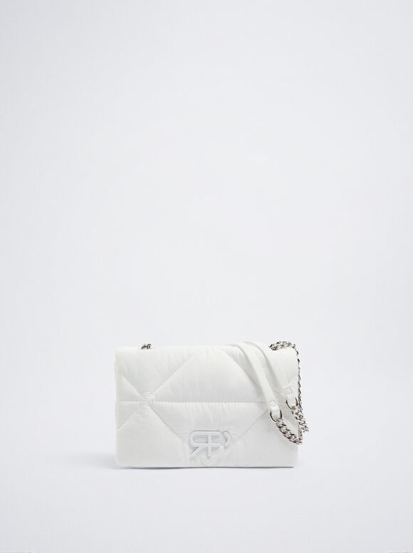 Bolsa matelassada com corrente - Branca