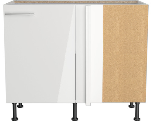 Optifit hoekonderkast Rurik986 BxDxH 100x58,4x87 cm wit glanzend gedemonteerd scharnier omkeerbaar (links of rechts te monteren)