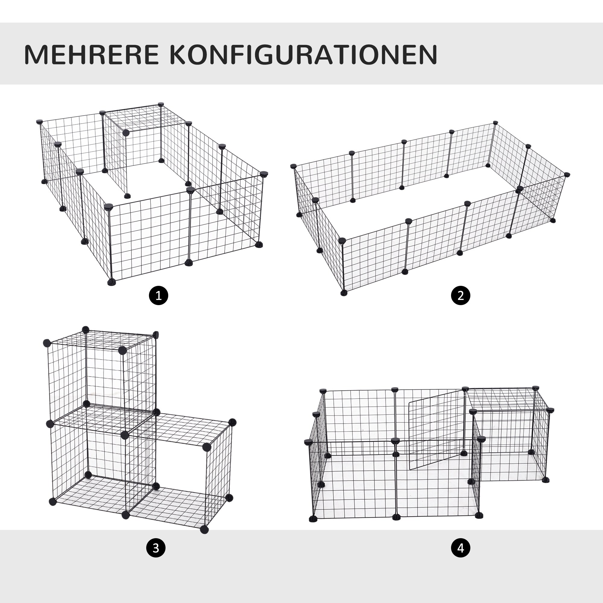 PawHut Freigehege mit Metallgitter schwarz 106 x 73 x 36 cm (LxBxH)